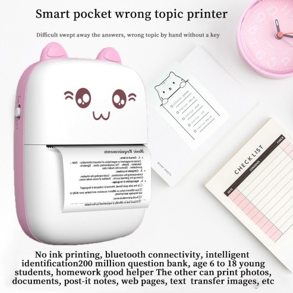Bærbar Bluetooth WiFi Printer Mobil Telefon Foto Titel Note Hot Print Lomme Student Fejl Etiket Printer