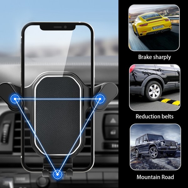 Gravity bil telefon hållare luft ventil krok telefon fäste 360-graders rotation smart telefon hållare