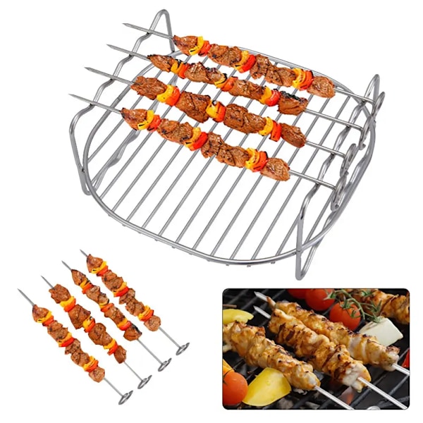 Bakning plåt spett luft fritös rostfritt stål hållare grill ställ dubbeldäck hem