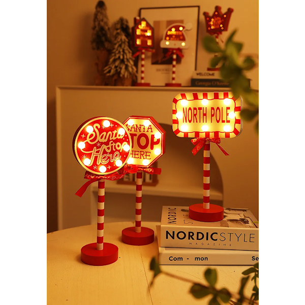 Jul gate skilt dekorativt lys tre juledag flerbruks energi sparing LED lys