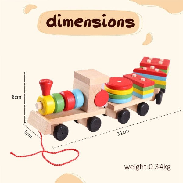 Montessori Træ Legetøj Køretøj Puslespil Tog Pædagogisk Børn Baby Træ Massiv Træ Stabling Tog Småbørn Puslespil