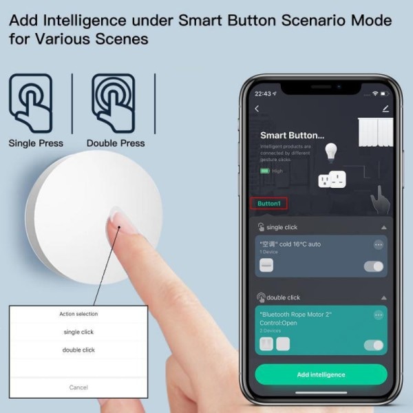 Knap Smart Scene Switch Multiscene Linkage Trådløs Fjernbetjening Kontrol Intelligent Smart Hjem