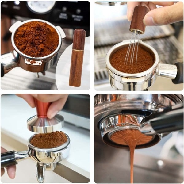 Espresso Kaffe Omrörare Distributör Nål Rostfritt Stål Kaffe Pulver Tamper Wdt Verktyg