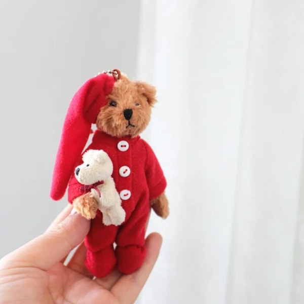 Mini bamse bjørn blød plys legetøj taske vedhæng udstoppet tegneserie dyr nøgle tilbehør