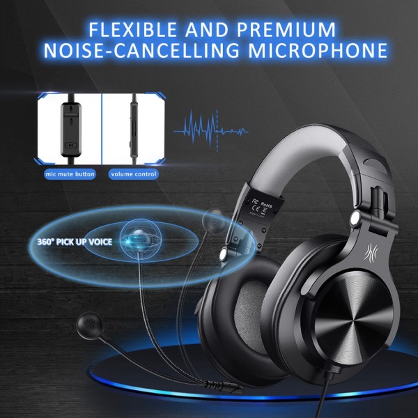 Kablet Gaming Headset Gamer USB+3.5mm Over-Ear Gaming Hovedtelefoner Med Aftagelig Mikrofon