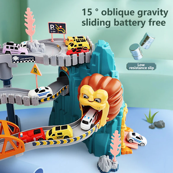 Løve tema bil bane til børn diecasts ferie gaver fødselsdag hot wheels børn pædagogisk race legetøj