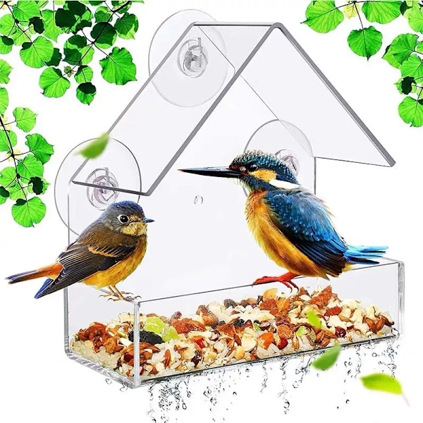 best kvalitet Vindu Vill Fuglemater Hus Transparent Vild Bord Avtakbart Sugekopper Skive Fôrbrett for hage