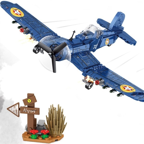 Teknisk Militær Bomber Model Bygge Klodser F4U Angreb Fly Helikopter Klodser Legetøj