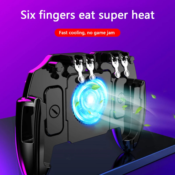 Hög kvalitet Mobil Joystick Controller L1R1 Trigger Gamepad Sex 6 Finger Elements Mobil Gamepad Kylning Fläkt