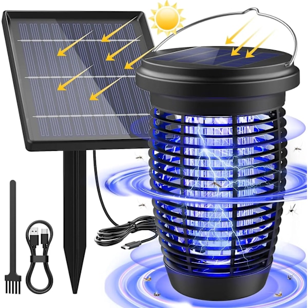 Solar Bug Zapper 2-in-1 Mosquito Killer Lamp Indoor 4500V Fly Zapper