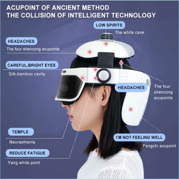 Hoved øje massager elektrisk hjelm aflastning stress luft tryk vibration terapi