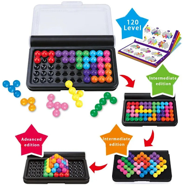 120 udfordringer IQ 3D puslespil brætspil klassisk pyramide plade perle logisk sind for børn pyramide perler montessori legetøj