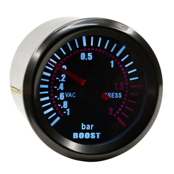 Vit Bakgrundsbelysning Auto Bil Turbo Boost Mätare