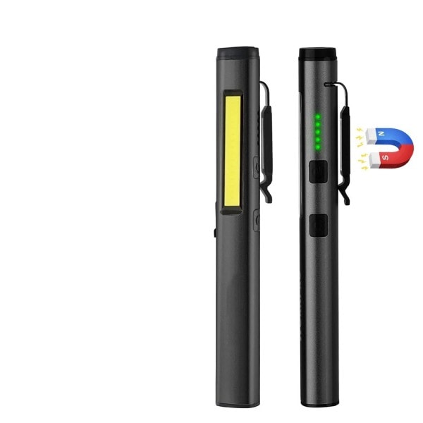 Multifunksjonell 4 i 1 LED Lommelykt Mini USB Oppladbar 800mah Penn Klips Lommelykt