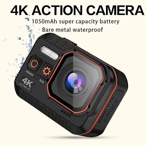 Toiminta Kamera 4K 60FPS Kaukosäätimellä Näyttö Vedenpitävä Urheilu kamera