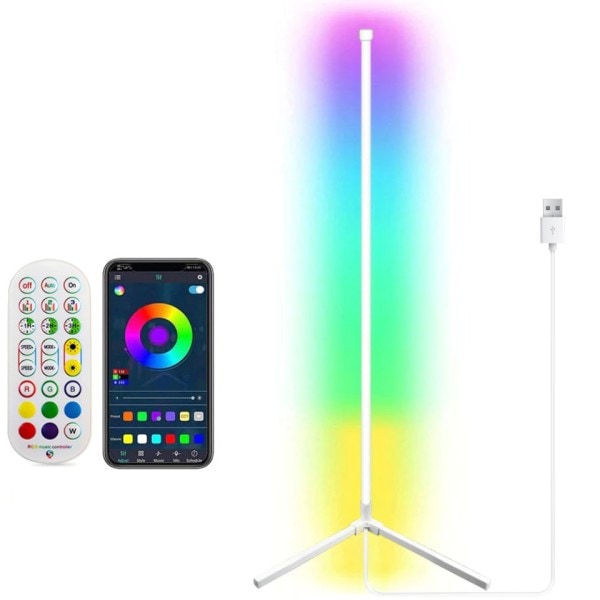 Stue Værelse Dæmpbar Hjørne Gulv Lampe 150cm Stativ Tuya Smart RGB LED Humør Lys
