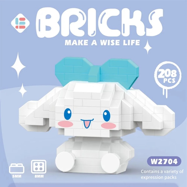 Anime Building Blocks My Melody Cinnamoroll Pompompurin Kuromi sarjakuva Figuuri Lapset's Bricks Lelut