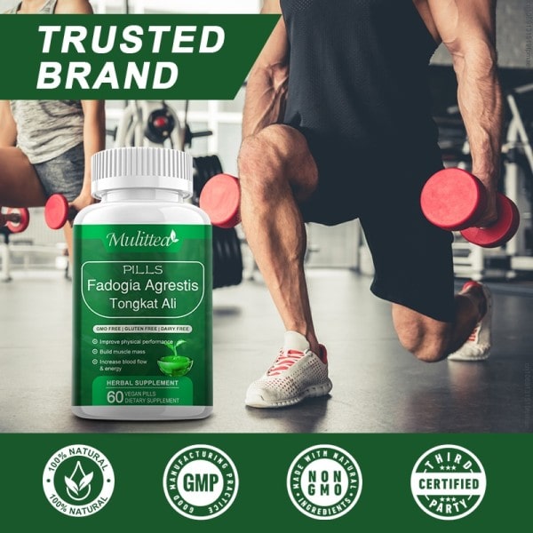 60 bitar Fadogia Agrestis Tongkat Ali Root Extract Piller For Potency Testosteron Booster Hälsa Förbättra Njure Energi Supplement