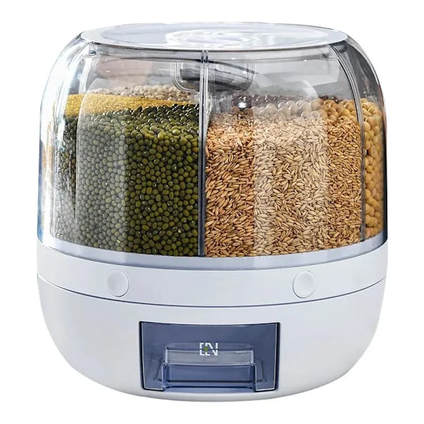 360° Roterende Korn Dispenser Korn Opbevaring Kasse Transparent Forseglet Krukke