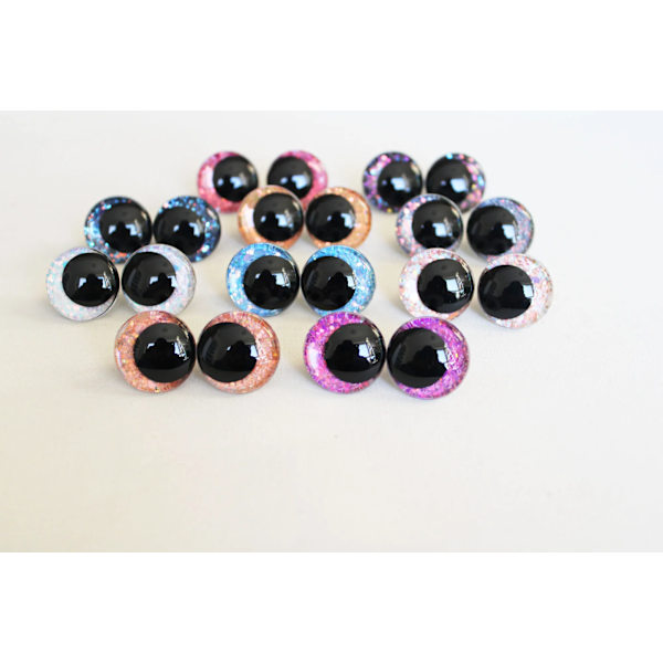 10 bitar 18mm Runda  Tecknad glitter leksak säkerhet ögon  docka pupill ögon med bricka