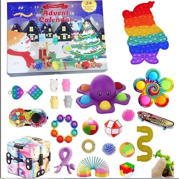 Fidget leksaker 24 dagar jul advent kalender paket anti stress leksaker
