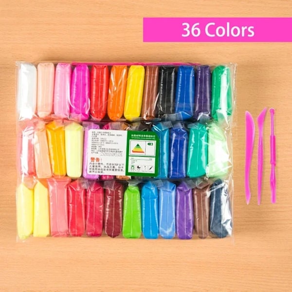 36 farver Polymer Lys Ler Børn Fluffy Blød Plasticine Legetøj Modellering Ler Legedej