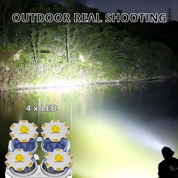 Hög Power LED Ficklampor Camping Fickla Med 4 Lampa