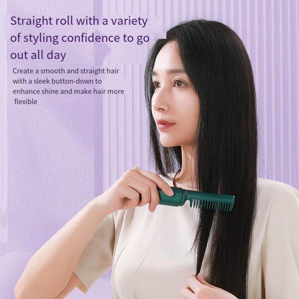 Wireless Professional Hår Rightener Curler Comb Rask Opvarming Negative Ion Rightening Curling Brush