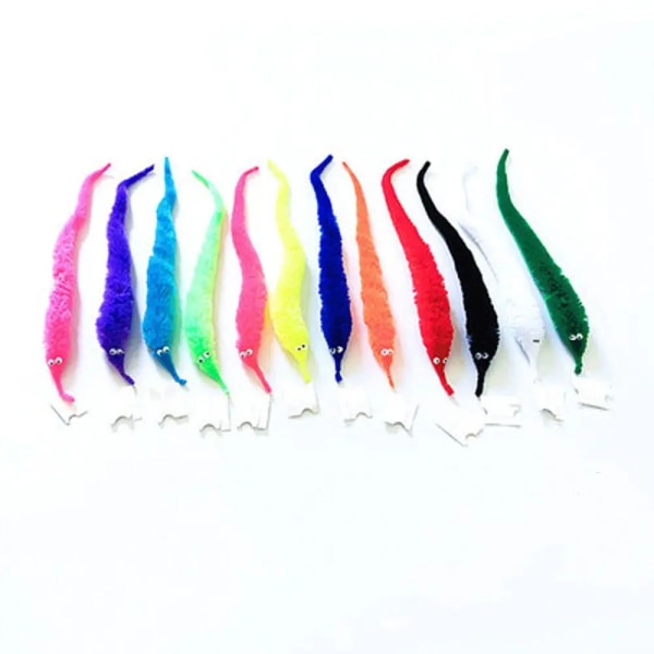 12 Pieces Twisty Worm Magic Legetøj Fest Favors Fuzzy Worm On A String Jule Halloween Wizard New Strange Trick Legetøj