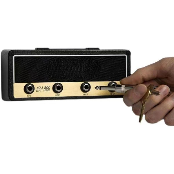 Guitar Nøglering Holder Nøgle Opbevaring Krog Væg Arrangør Dæk Rack Sort Sliver Nøgle Rack