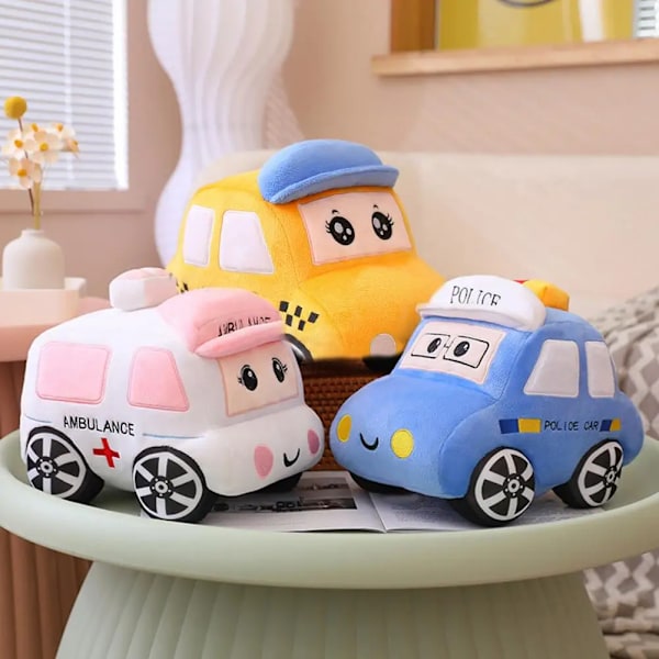 Bil Plysj Leke Politi Bil Taxi Ambulanse Plysj Foto Rekvisitter Ornament Tegneserie Fylt Pute