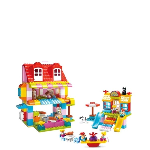 Iso koko liukumäki rakennus palikat yhteensopiva Duplos City House Linna tiili lelut