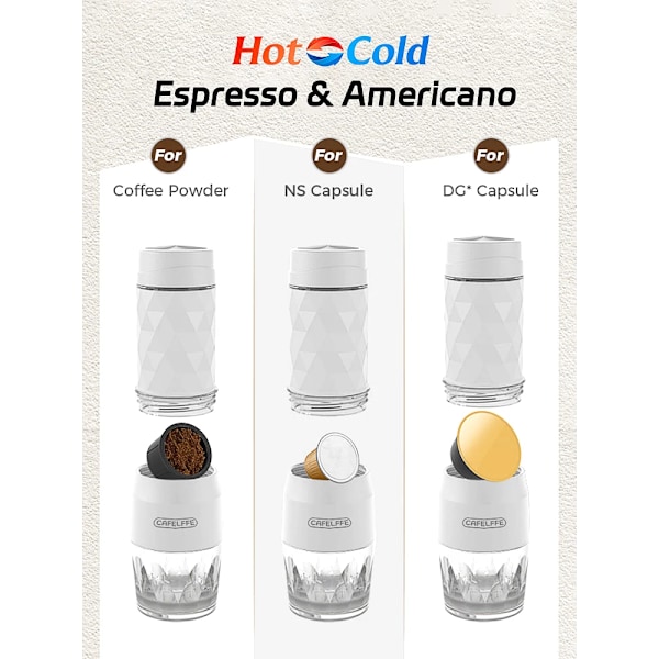 Cafelffe 3 In1 kannettava kahvinkeitin kuuma/Ckylmä vesi manuaalinen espressokeitin