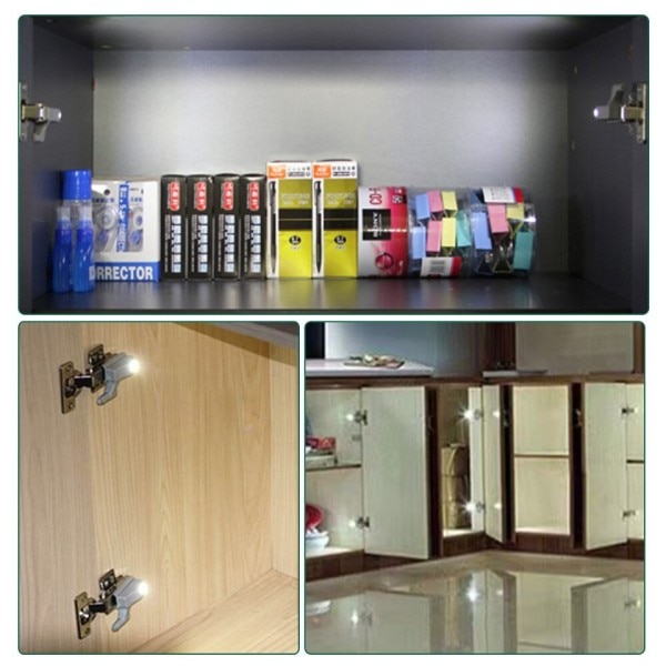 4 Stykk Universal LED Inner Hengsel Lampe skap Induksjon Lys Garderobe Skap Sensor Lys