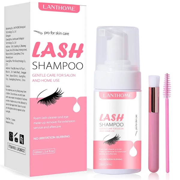 100 ml Øjenvipper Extension Shampoo Makeup Hurtig Fjernelse Skummende Dyb Rensende Vippe Lim Kit Med 2 børster
