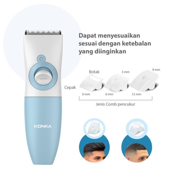 Sähkö hiustenleikkuri sininen lapsille USB nopea lataus matala melu kaksi nopeus säädettävä pestävä keraaminen leikkuri