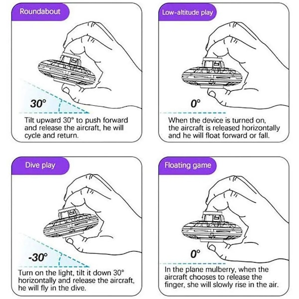 Flying Spinner Lysende UFO Drone Hånd Operert Fly Ball Fly Fidget Leker Barn Barn Voksen Jule Bursdag Gave