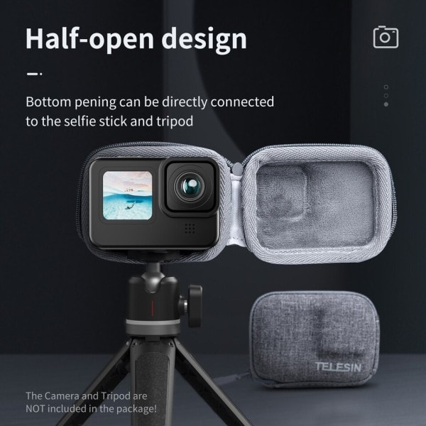 Mini Oppbevaring Beskyttelse Veske Børstet Halvt Åpen Hurtig Utløsning Bæreveske for GoPro 11 Hero 11 GoPro 10 Hero 10 9 Black