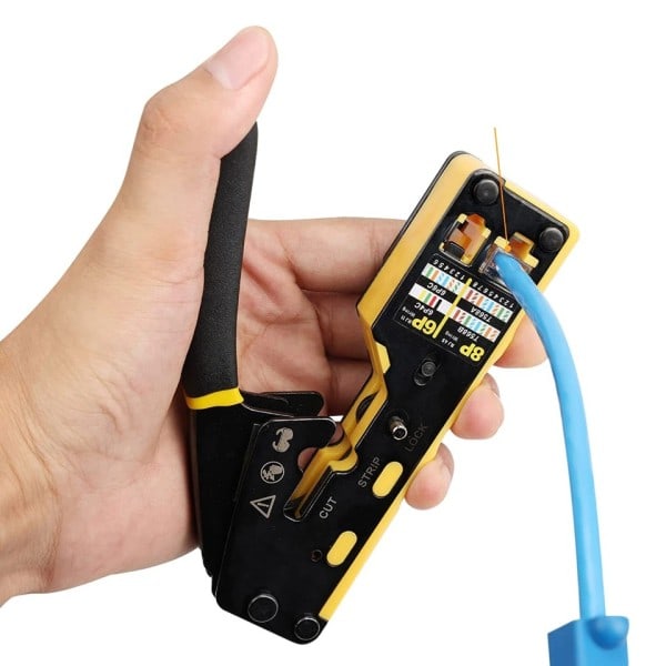 Crimp Tool Pass Through Crimper Cutter for Cat6 Cat5 Cat5e 8P8C Modular Connector Ethernet All-in-one Wire Tool