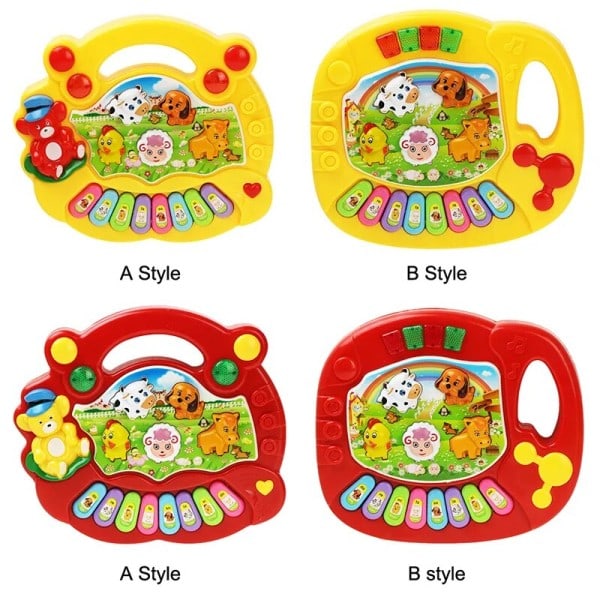Baby musikal leksak med djur ljud barn piano tangentbord elektrisk blinkande musik instrument tidigt pedagogiska leksaker