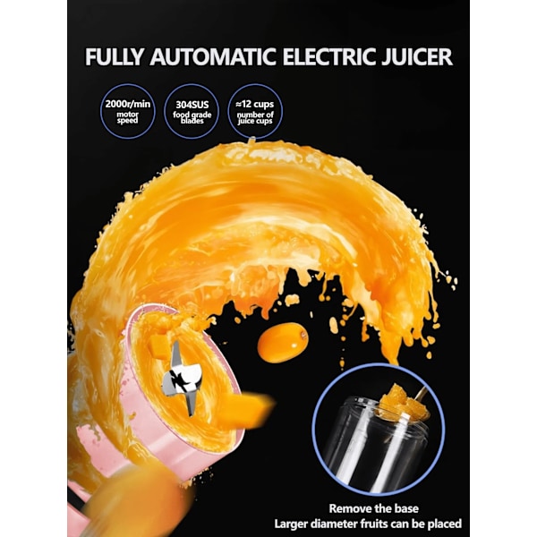 Portable Blender 350ml Mini Portable Blender Smoothies 1400mAh FRESH JUICE Reser Elektrisk Resa Bärbar Mixer Kök
