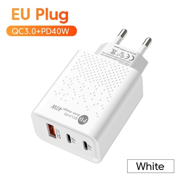 USB C Laddare 60W Snabb Laddning Laddare 3portar Typ C