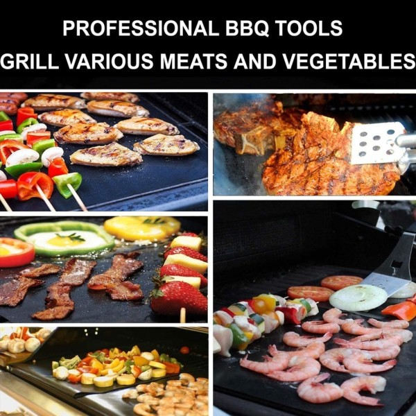 5 bitar Återanvändbara non-stick BBQ tillbehör Grill Matta Grill utomhus Bakning Bad