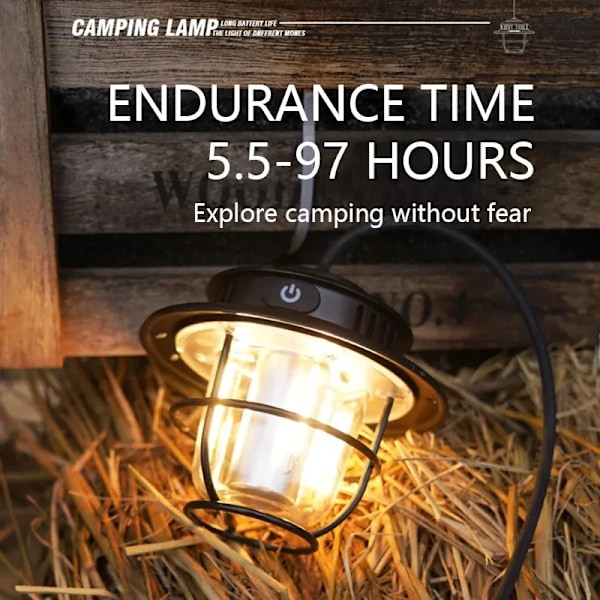 Professionell Bärbar Camping Lantern Vattentät Nödläge Ljus Steglös Dimbar Hängande Tält Lampa