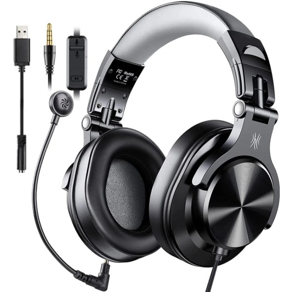 Kablet Gaming Headset Gamer USB+3.5mm Over-Ear Gaming Hovedtelefoner Med Aftagelig Mikrofon