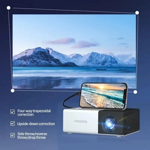 Mini LED Projektor 1000 Lumen 320x240P HDMI-kompatibel USB Ljud Hem Media spelare