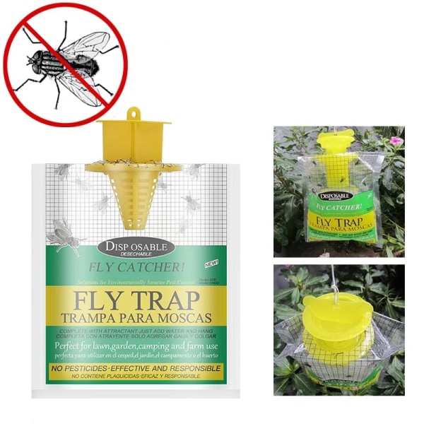 6 stykker Hængende Flue Fælde Engangs Flue Fanger Taske Myggefælde Fanger Flue Hveps Insekt Bug Killer Flue Fælde