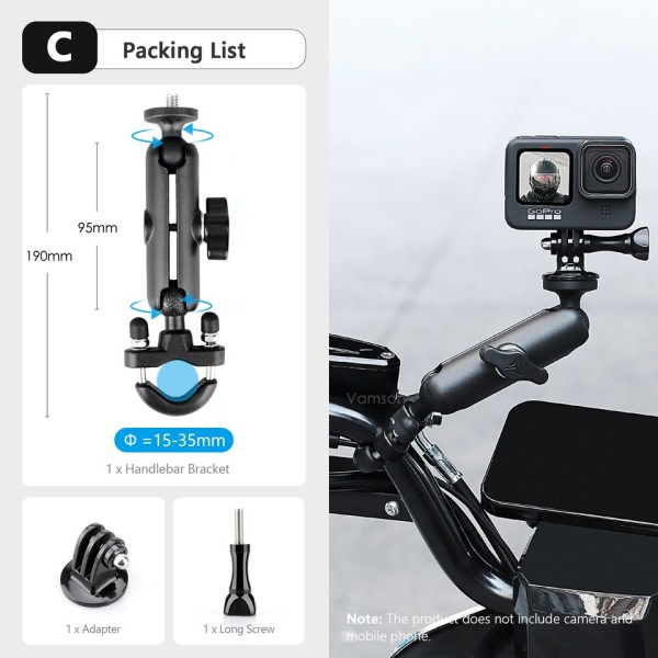 Motorcykel tilbehør holder styr spejl montering cykel beslag til DJI OSMO  insta360 action kamera a114 | Fyndiq