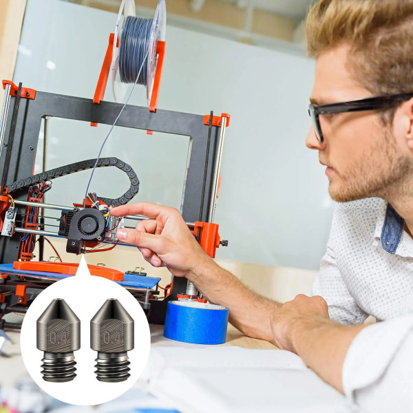 Herdet Stål Dyse 0,4 mm 3D Printer MK8 Dyser Verktøy Høy temperatur Slitasjebestandig for Makerbot Creality CR-10 Ender 3 Pro