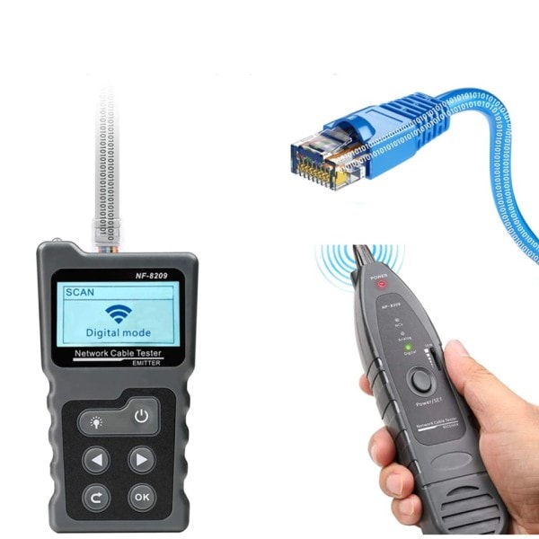 Nätverk kabel spårare Cat5 Cat6 PoE Tester Detektera Spänning Mäta Fel Avstånd Kabel Tester